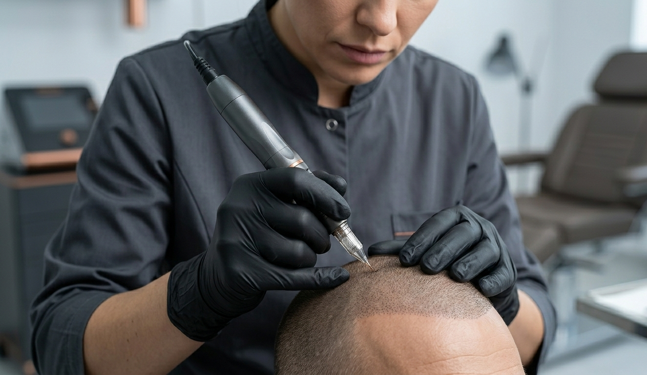 Zabieg mikropigmentacji skory glowy